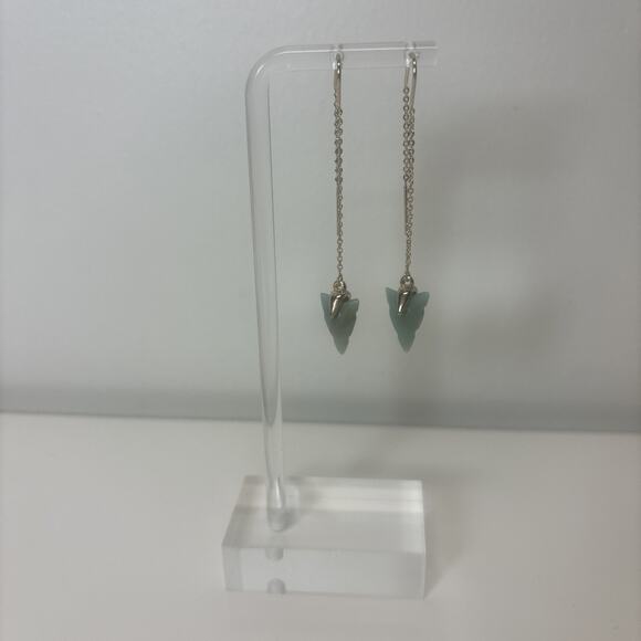 Women Girl Dangle Pull Through Threader Earrings Turquoise Teal Stone‎ Boho Indi - Picture 2 of 12